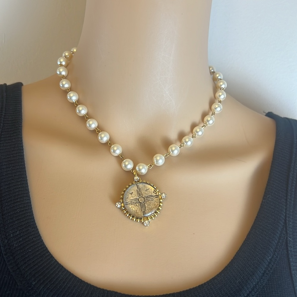 Virgins  Saints &  Angels Iconic Pearl Choker with Bespoke Zia Medallion